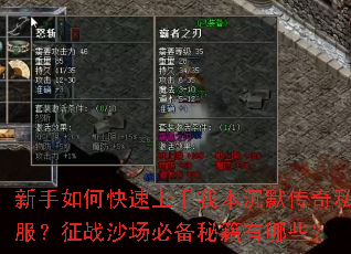 新手如何快速上手我本沉默传奇私服?征战沙场必备秘籍有哪些? 新手如何快速上手我本沉默传奇私服?征战沙场必备秘籍有哪些?