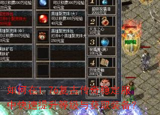如何在1.76复古传奇稳定服中快速提升等级与获取装备? 如何在1.76复古传奇稳定服中快速提升等级与获取装备?