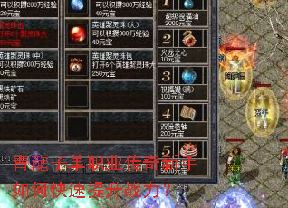 青龍子单职业传奇新手如何快速提升战力? 青龍子单职业传奇新手如何快速提升战力?