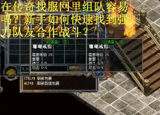 在传奇找服网里组队容易吗？新手如何快速找到强力队友合作战斗？