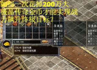 如何一次花掉200万大极品传奇金币才能实现战力飙升终极目标？