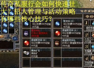 传奇私服行会如何快速壮大？招人管理与活动策略有哪些核心技巧？